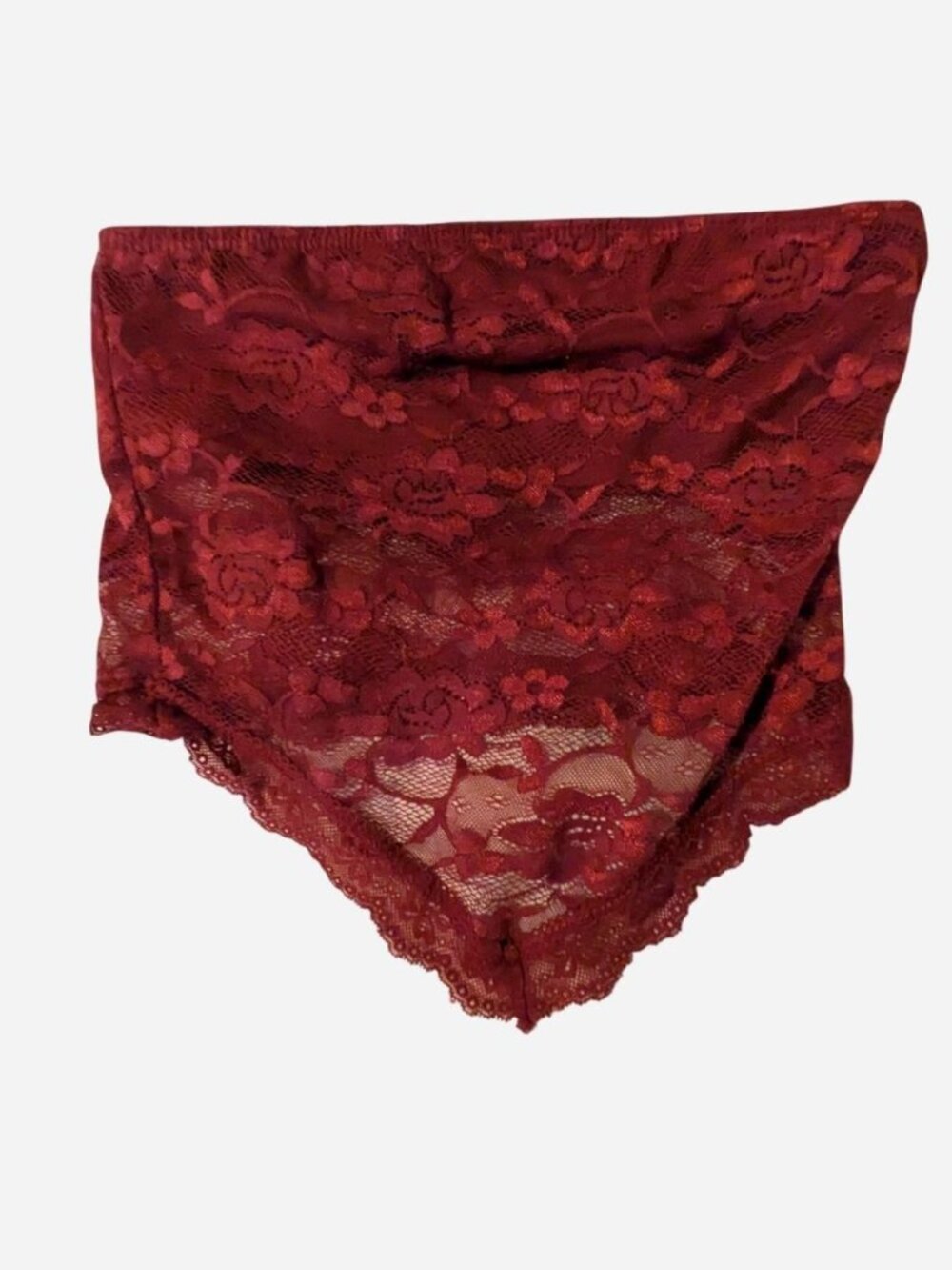 Burgundy lace crop tube top